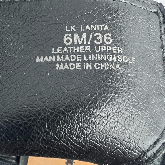 Lucky Brand Lanita Sandal Nubuck Stacked Block Heel Distressed Black Women’s 6M - Picture 8 of 8